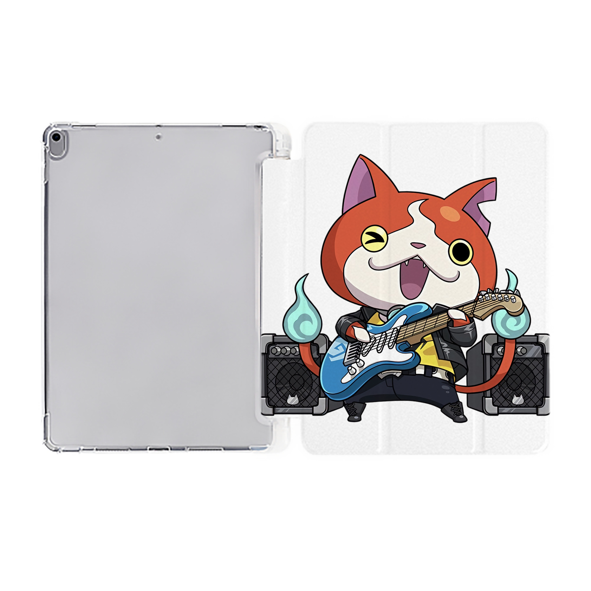 （画像用） 妖怪ウォッチ Yo-kai Watch IPad ケース ペン収納付き 三つ折りスタンド PUレザー×シリコン 対応機種9.5/10.5/10.9インチ